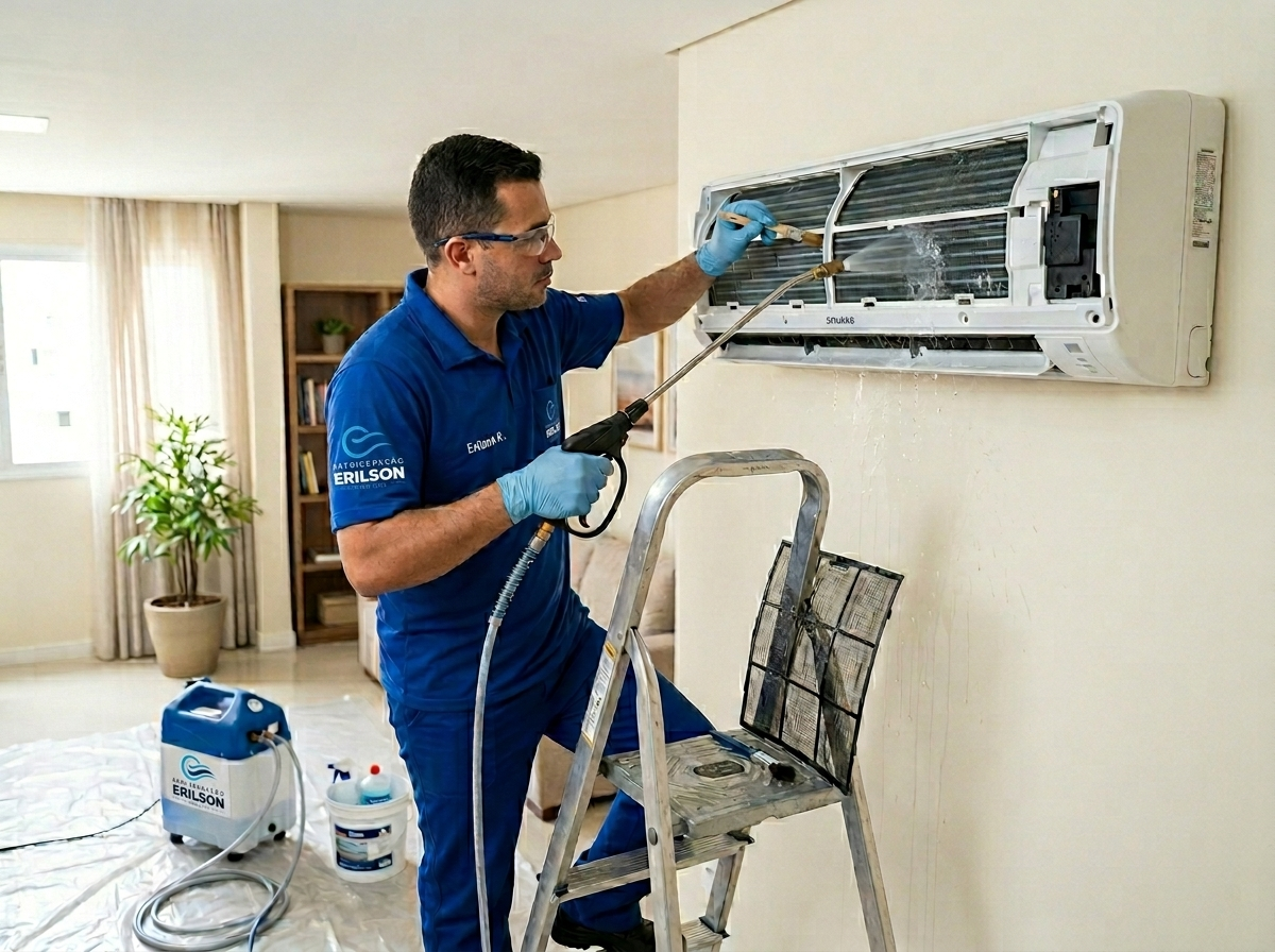 Serviço de limpeza de ar-condicionado