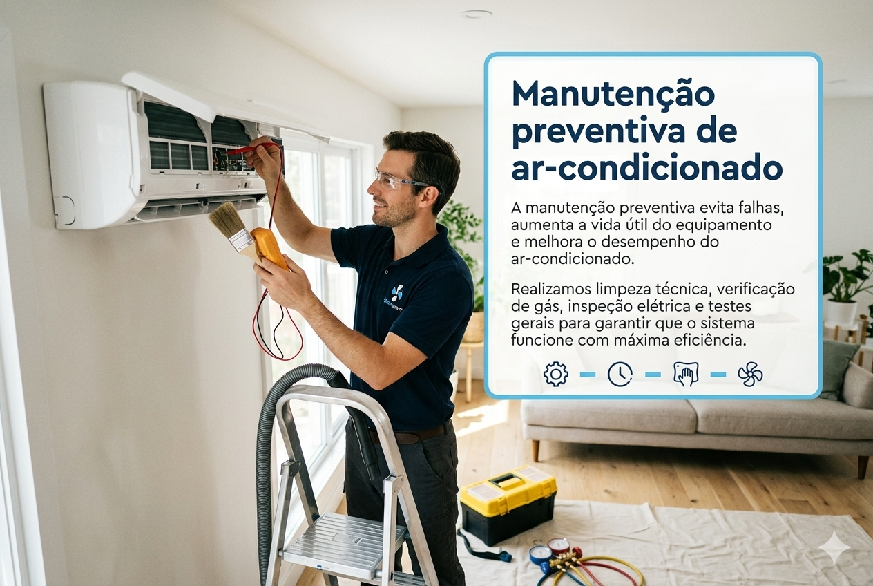 Manutenção preventiva de ar-condicionado split e inverter